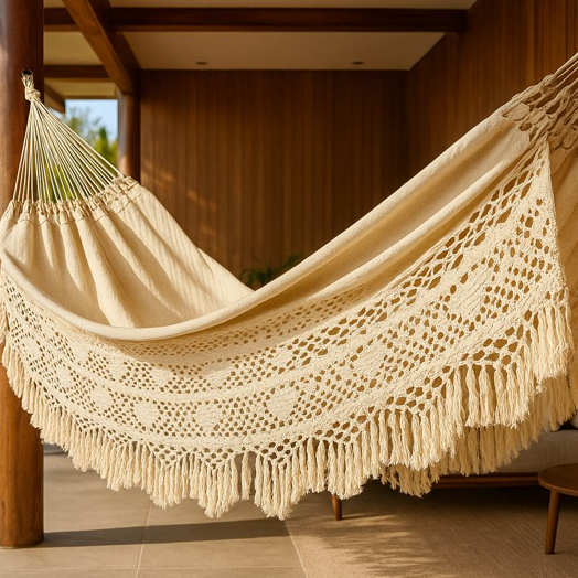 Rede Descanso Rede Dormir Casal Reforçada king Luxo Rede de Dormir Gigante Varanda Manual Artesanal