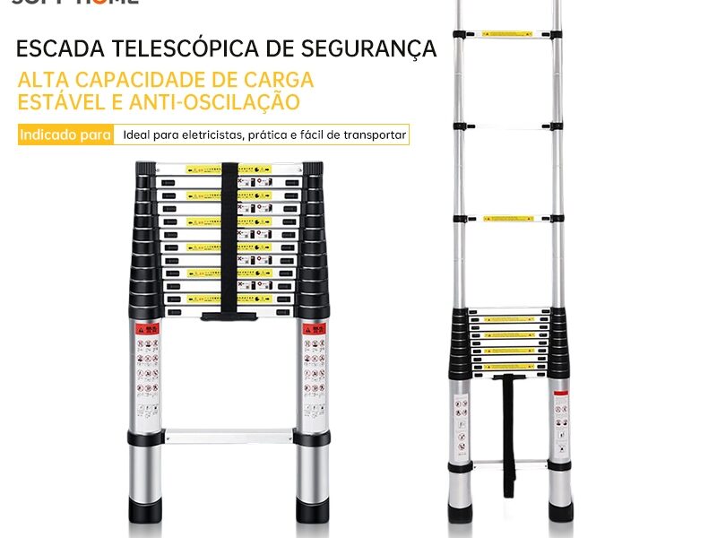 SOFTHOME 2.7/3.1/3.9/5.1M Escada Telescópica Multifuncional Alta Capacidade Anti-Oscilação