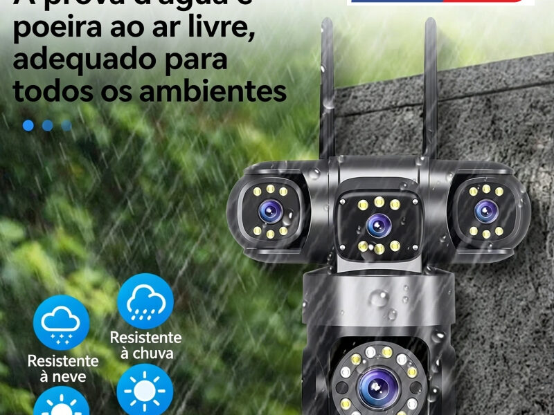 Câmera Wi-Fi panorâmica 360° sem pontos cegos, com três lentes, para uso residencial e externo P16