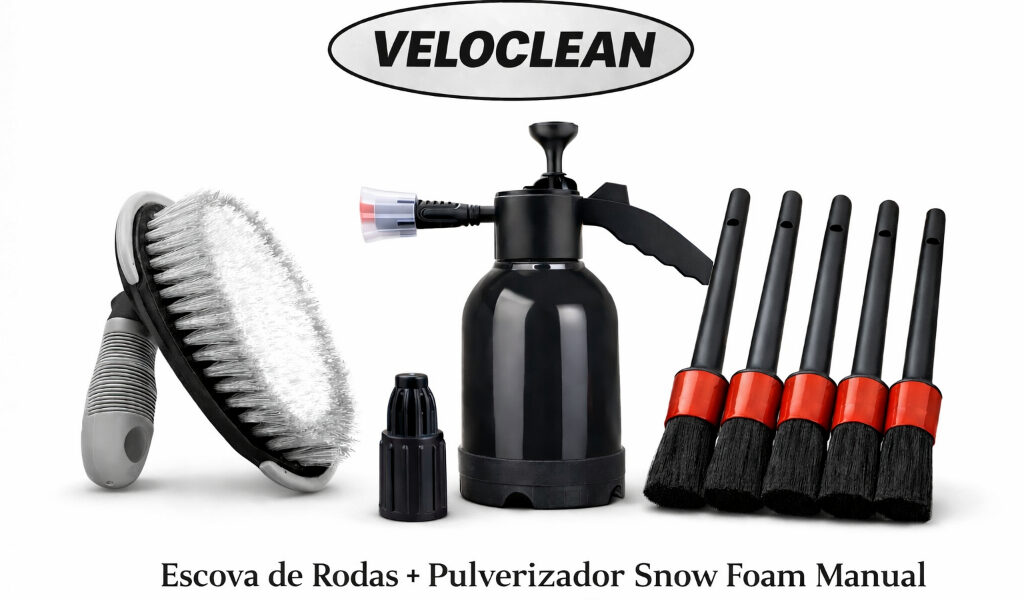 Kit Pulverizador Snow Foam Manual 5 Pinceis Detalhamento Escova de Roda Limpar Pneus
