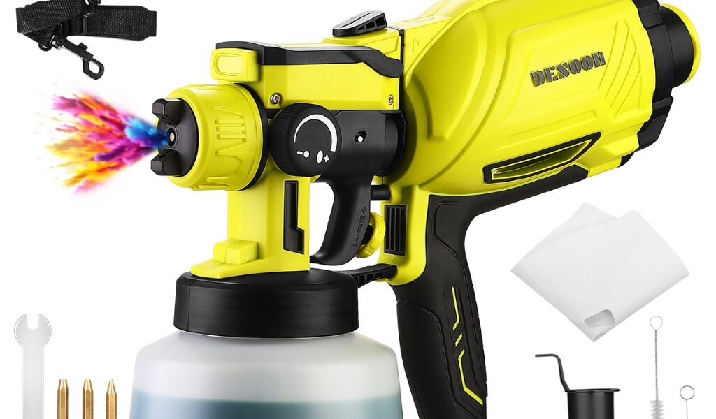 Pistola De Pintura 1600W Profissional Elétrica Pulverizadora 1200ML 4 Bicos 3 Regulações Desoon