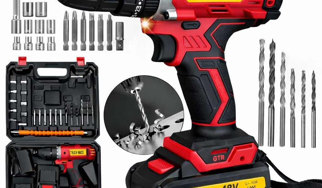 Parafusadeira Furadeira 48V Sem Fio + 2 Baterias Kit Completo Profissional Maleta Brocas