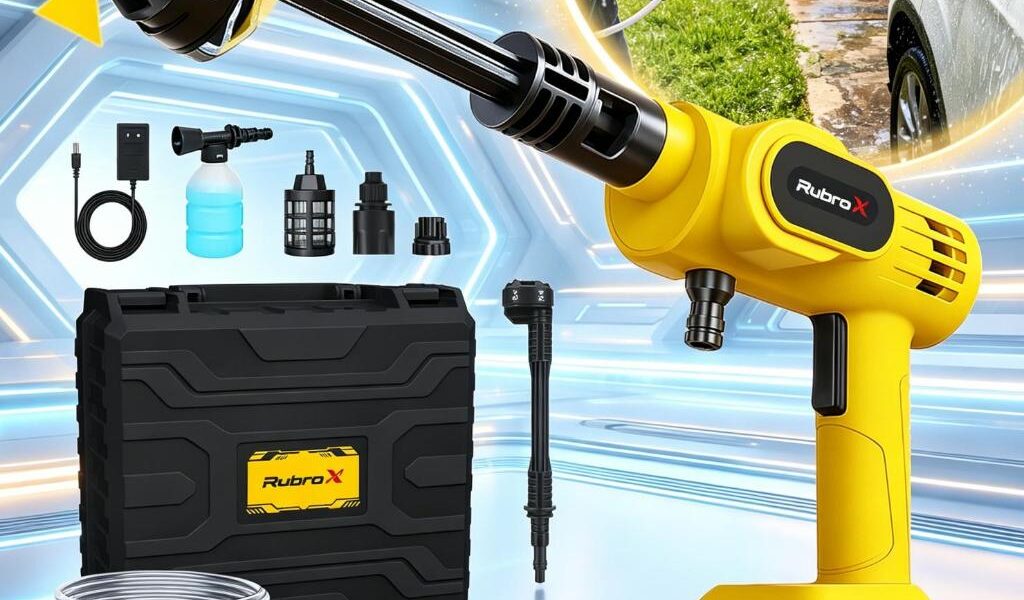 Lavadora de Alta Pressão Sem Fio 200W/300W| Recarregável | Kit de Limpeza com Snow Foam | Uso Automotivo e Doméstico