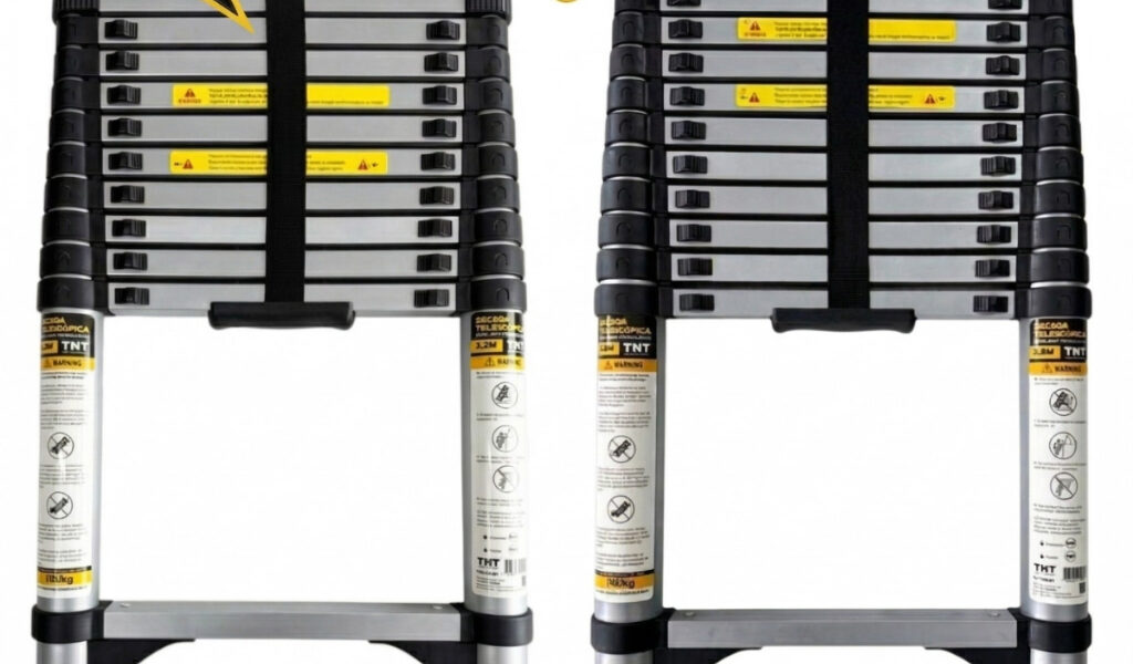 Escada Telescópica TNT Aço Inox (3,2m/3,8m) Retrátil, Fácil de Guardar, Portátil, Extensível