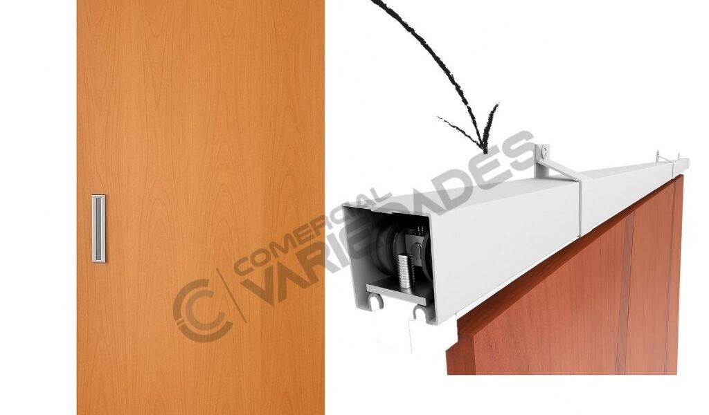 Kit para Porta de Correr Trilho Alumínio bipartido 1,20MT,1,4MT, 1,5MT ,1,6MT, 1,8MT, 2,0MT,2,4MT Natural