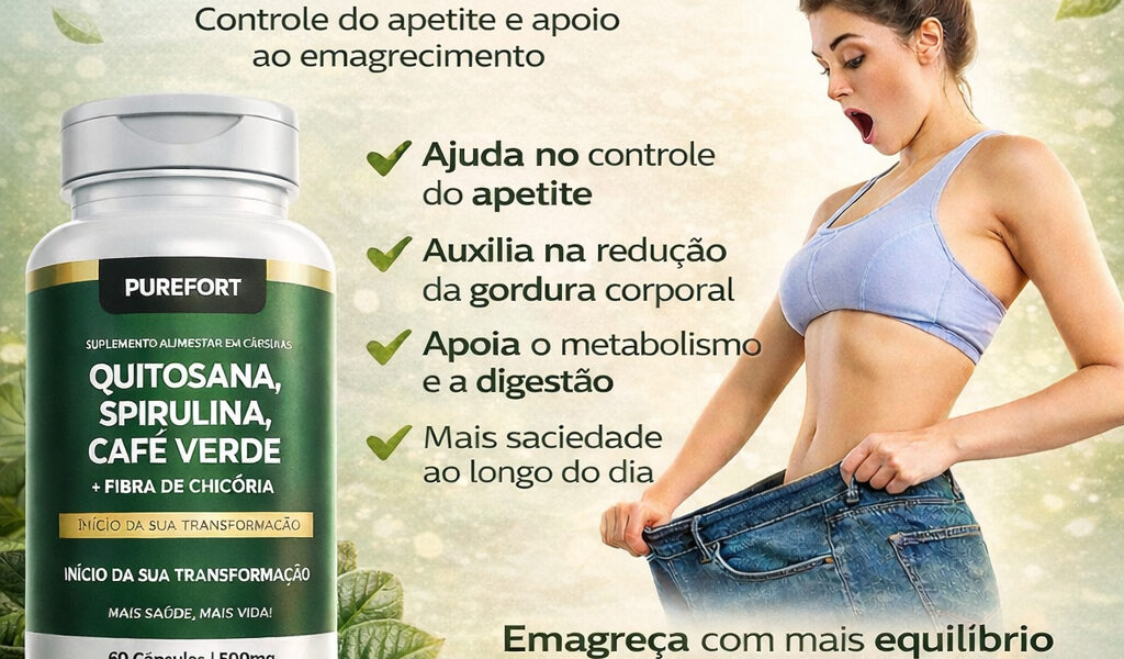 Quitosana + Spirulina + Psyllium + Fibra de Chicória + Café Verde | Suplemento Alimentar Original | 600mg