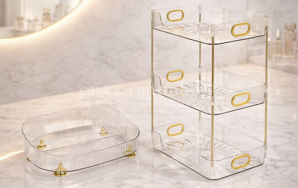 Organizador de Acrílico Porta Maquiagem Multiuso Porta Batom Cosméticos Transparente com Divisórias