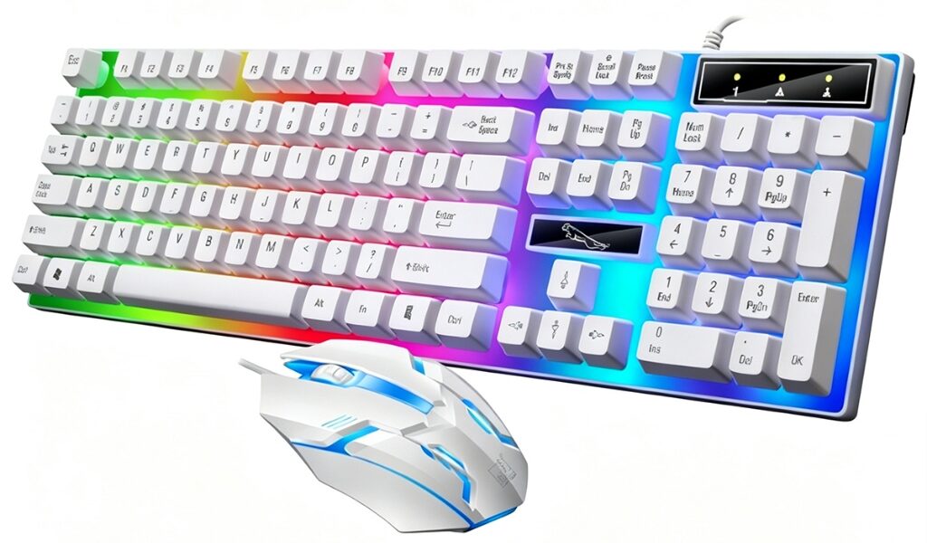 Kit Teclado Semi Mecânico + Mouse Gamer 3200dpi Rgb Led USB Promoção/Kit Teclado e Mouse Gamer e Tecla Ç-H8