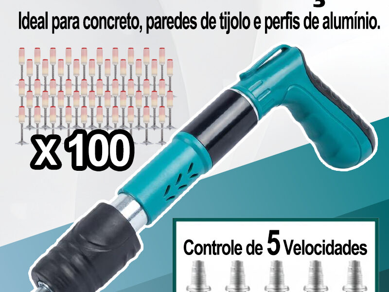 Pistola Finca Pinos Manual De Fixação Aço Concreto Teto Gesso + 100 Pregos Ferramenta Profissional Alta Pressão