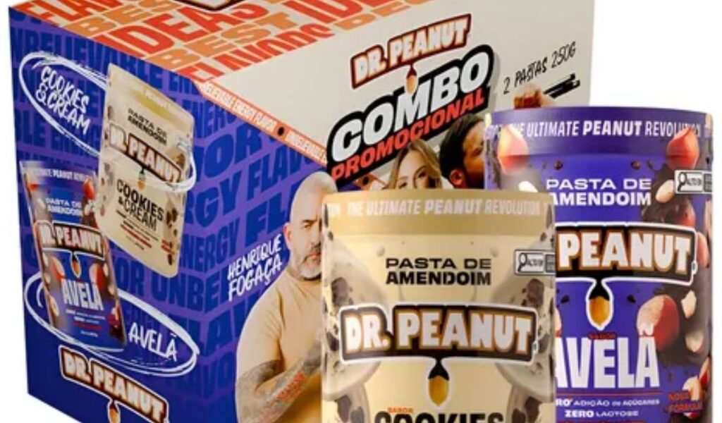 Combo Promocional Pasta De Amendoim Pote De 250g Sabor Avelã e Cookies E Cream Dr Peanut