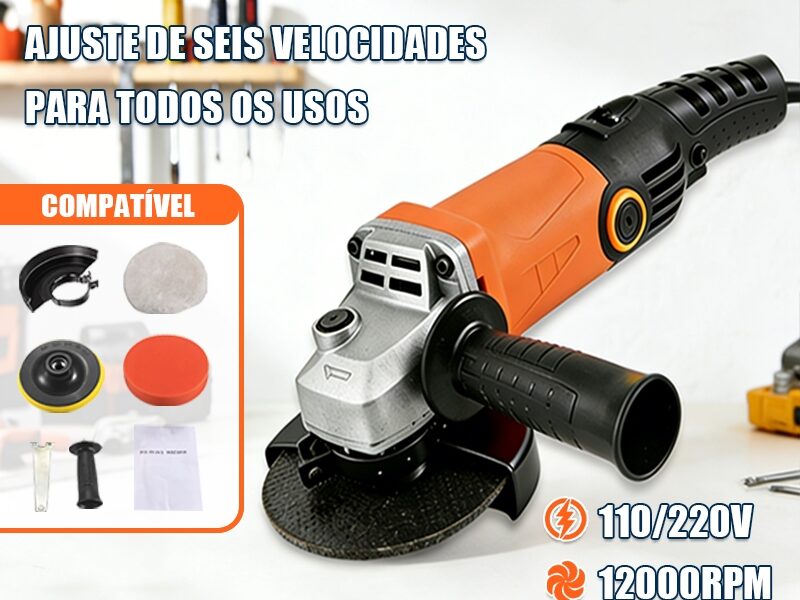 Politriz Esmerilhadeira Lixadeira 3 em 1 Multifuncional 125mm Profissional 1150W 6 Velocidades