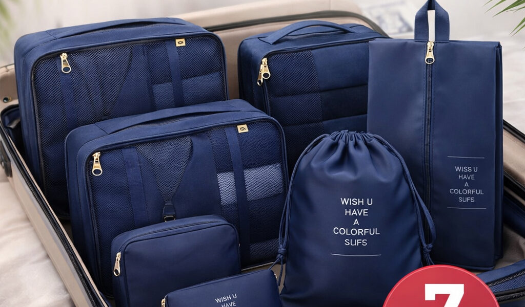 Kit 7 Peças Organizadores para Mala Viagem, Bolsa, Mochila, Impermeável - Poliéster Grandes e Médias