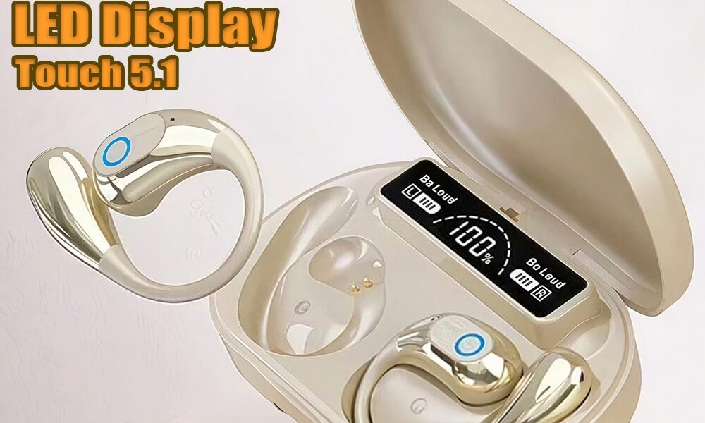 2026 X40 Fones de ouvido Bluetooth TWS esportivos com clipe LED Display Touch 5.1 Hi res