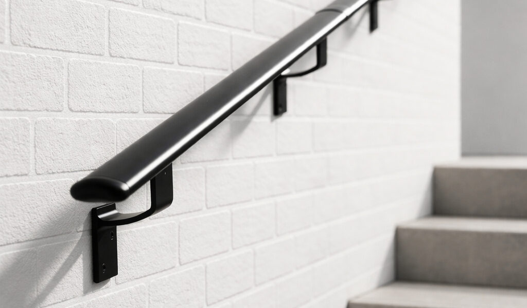 Corrimão Alumínio Chato Escada Parede Rampa - 1,50 até 6 metros - Kit completo Para Instalação - Área Externa e Interna