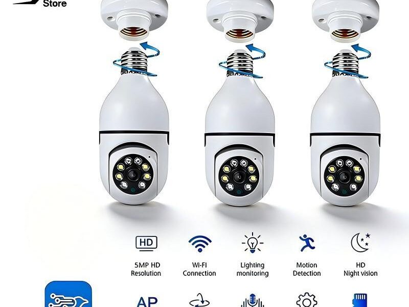 Kit 3 Câmera Segurança 360° Sem Fio Wifi Prova D'água Infravermelho Full HD Visão Noturna -8177