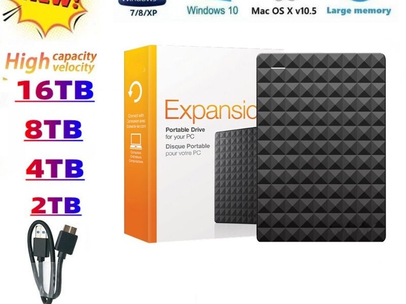 HW Seagate Hd Externo 500GB/2TB/4TB/6TB/8TB/10TB/16TB Expansão USB 3.0 Disco Rígido