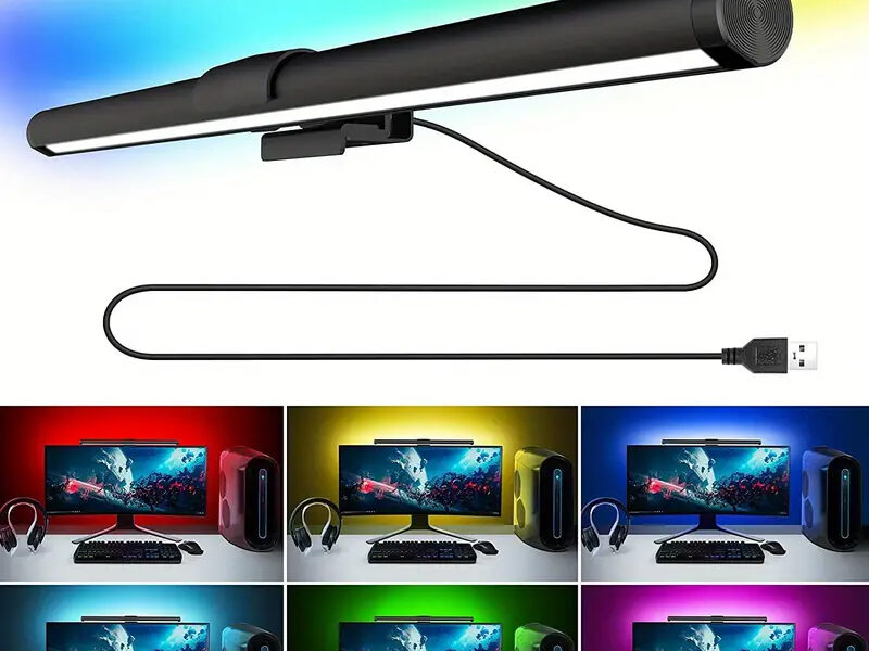 Luz de Tela RGB para Monitor com Toque, Iluminação de Jogos e Proteção para Olhos