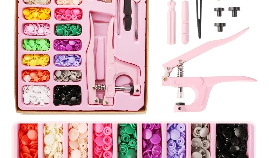 Kit Alicate 3 Em 1 Pregar Botão Pressão Ritas Ilhós Matriz - rosa