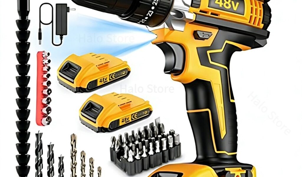 Parafusadeira Furadeira De Impacto Sem Fio 48V 1/2/3 Baterias Com Maleta e Acessórios Completo