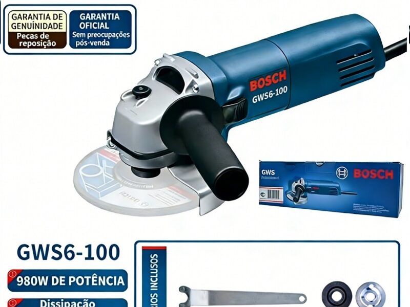Bosch Esmerilhadeira Lixadeira Angular GWS6-100 980W 110v/220v 11000rpm+Caixa de papel