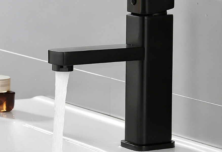 Torneira De Banheiro Preta-Torneiras Para Pia E Bacia De Furo Único Misturador De Água Quente Fria De Alça Única