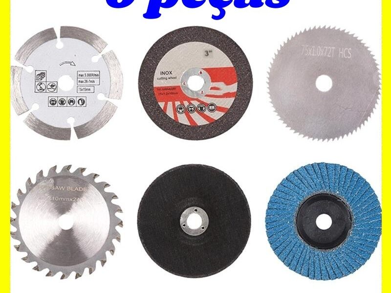 6 Discos Corte 75mm com Furo 10mm para Esmerilhadeira Angular - Serra Circular Metal e Rebolo Plano