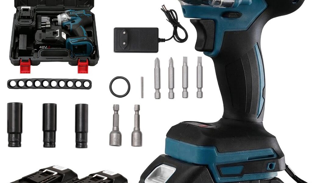 Conjunto Completo 3 Em 1 : Chave De Impacto Sem Fio 48V , Inclui Duas Baterias E Caixa De Ferramentas .