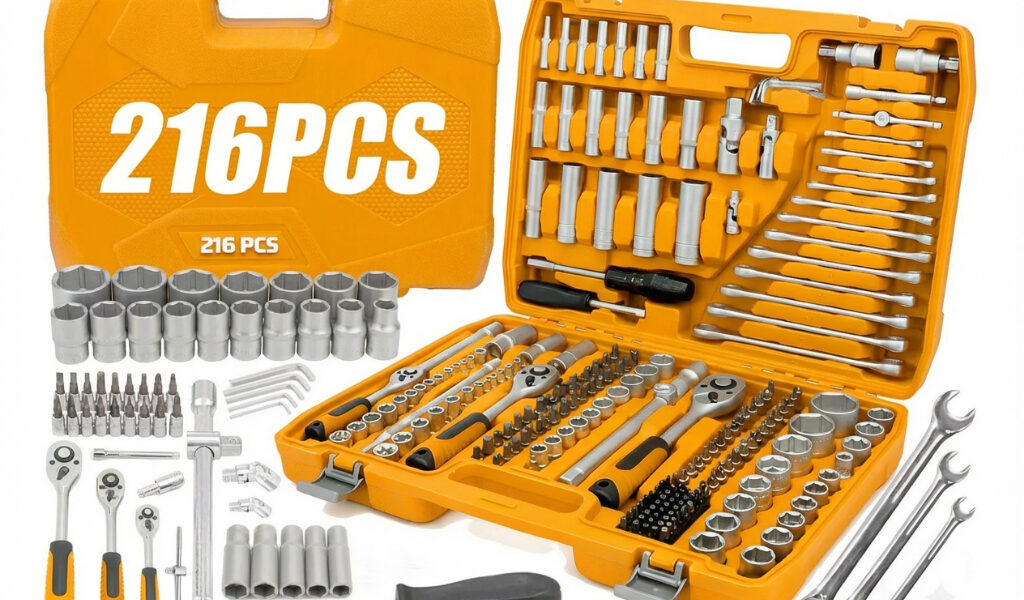 Jogo Soquetes Catracas Ferramentas Kit Chave 61-216 Peças Completa Oficina Master Maleta
