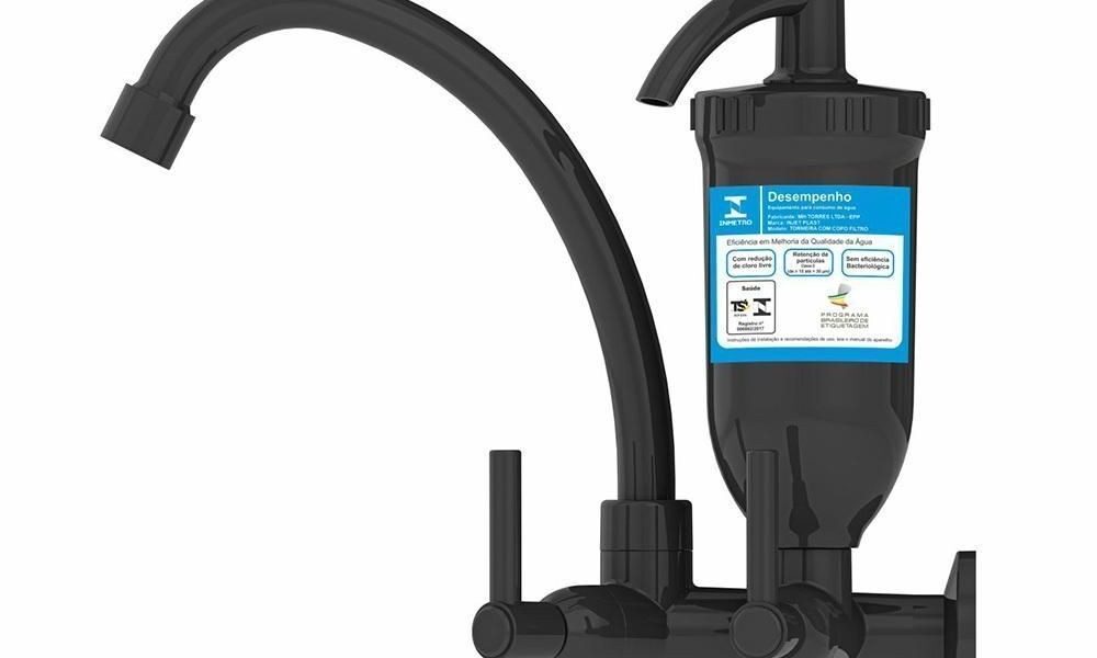 Torneira Abs Purificador De Água 2167 Pia Cozinha/Parede C70 1/4 Volta Preta