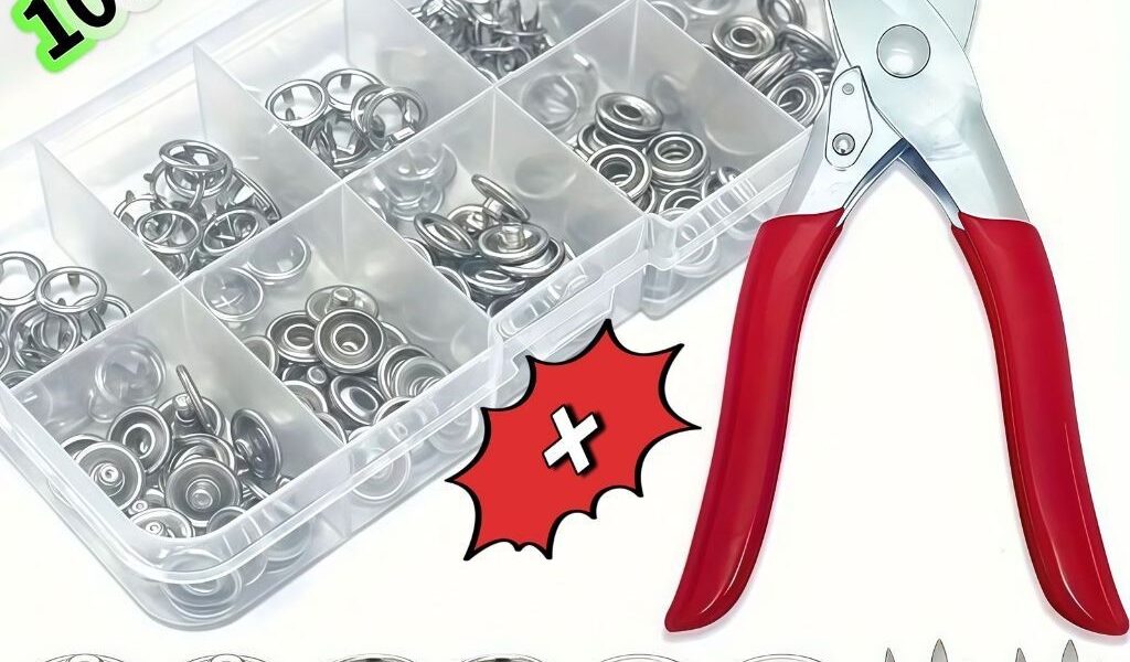 Alicate Aplicador com 100 Botões de Pressão de Metal, Kit Completo para Roupas, Costura e Artesanato