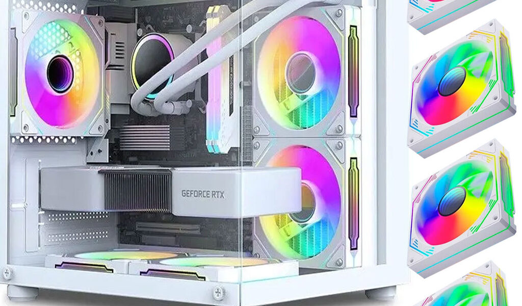 Gabinete Gamer Branco Aquário em Vidro Com 4 Fans RGB GB1797