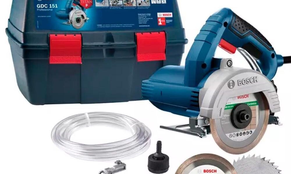 Serra Mármore 5 POL 1500W GDC 151 Maleta. Kit Refrigeração e Disco BOSCH + 1 Disco p/ Madeira