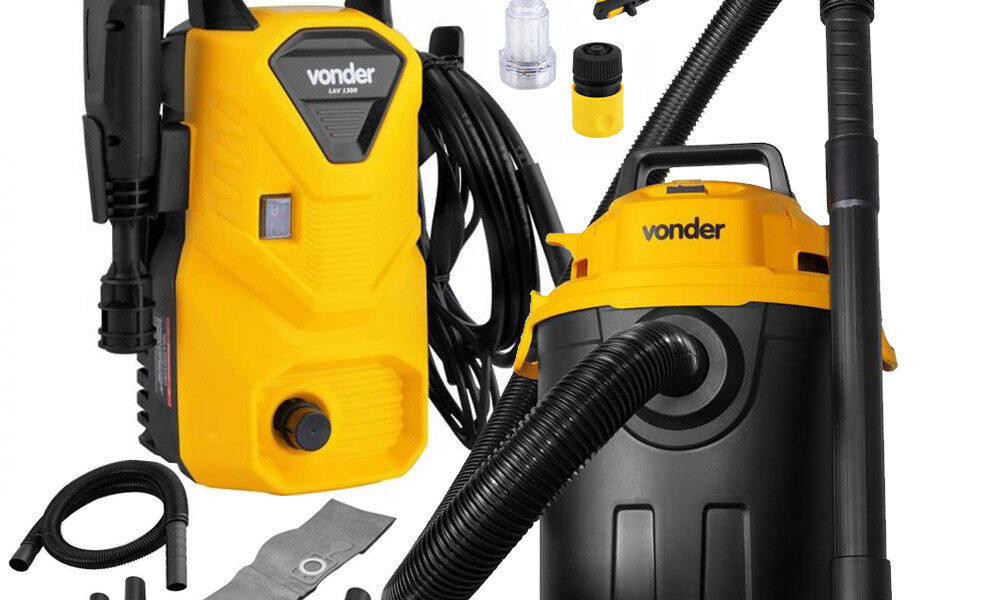 Kit Limpeza Lavadora de Alta Pressão Potente Aplicador de Detergente com Aspirador de Pó e Água