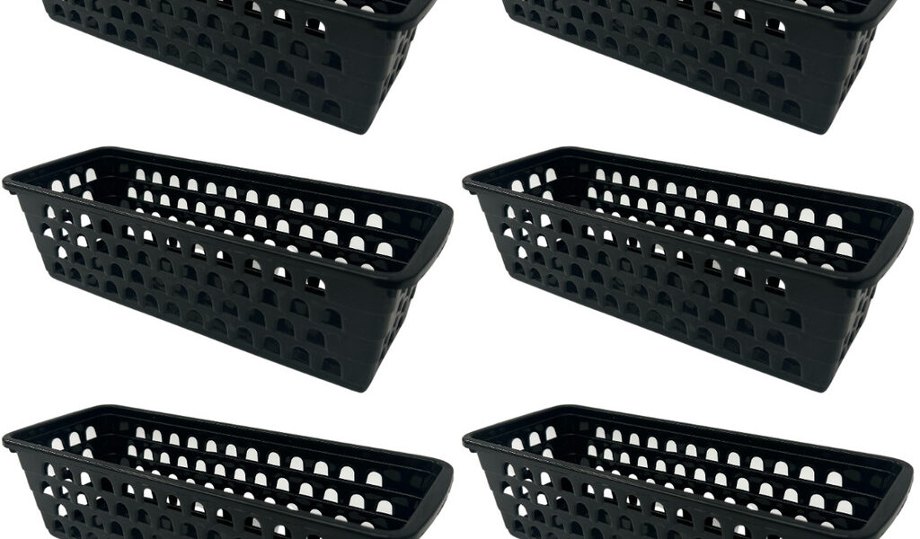 Kit 6 Cestos Organizador Multiuso Retangular Comprido Premium Armário 28x10x8