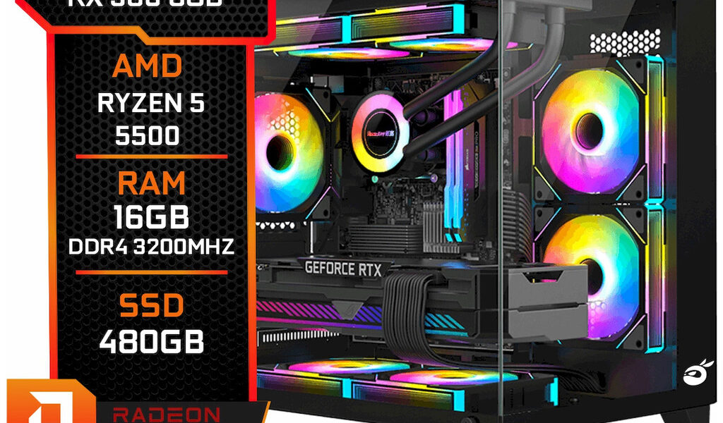 PC GAMER GB1796 RYZEN 5 5500 SSD 480GB 16GB DDR4 RX 580 8GB