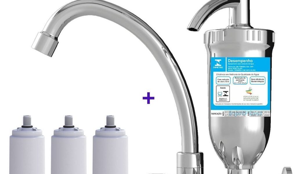 Filtro De Água Com Torneira ABS Cromada + 2 Refis