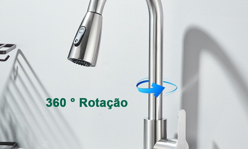 Torneira Cozinha Gourmet Com Mangueira Flexível e Bico Dupla Função Para água Quente E Fria