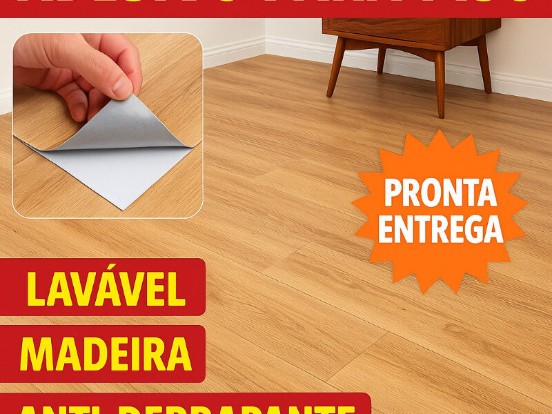 Piso Adesivo Madeira Premium de kit 36 pcs/ 5 ㎡ – Antiderrapante, Lavável e Ultra Resistente