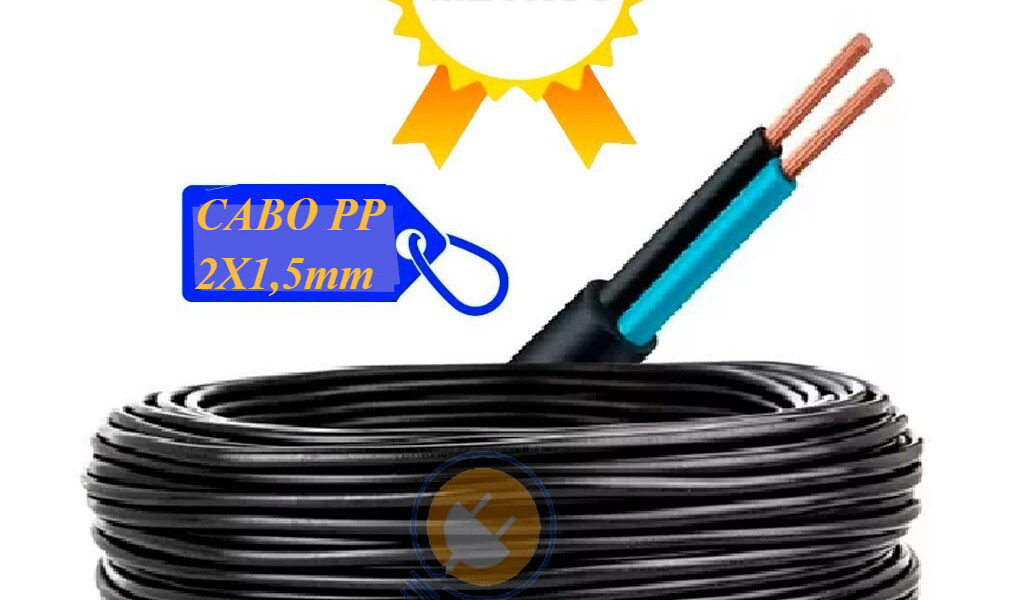 1 Rolo de Cabo PP 2x1,5mm Fio Flexivel 100metros - 50mt