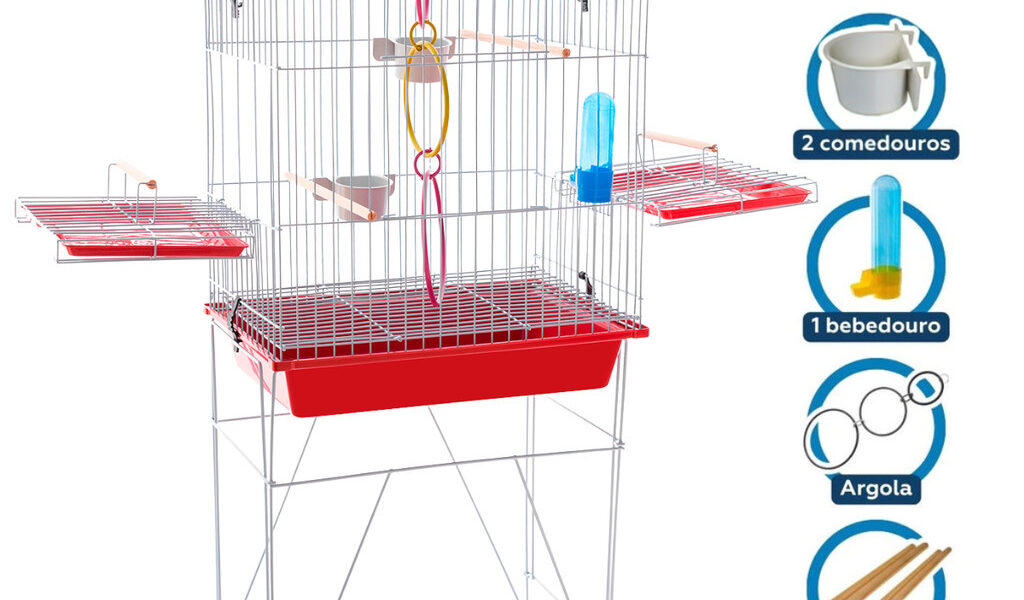 Gaiola Calopsita Mansa Arco Individual Aramada Reforçada Bandeja Removível Comedouro Bebedouro