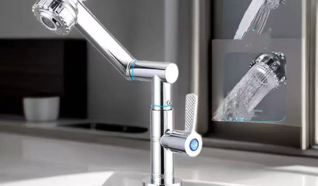 SOLIDO 1080 ° Torneira Giratória Com Braço Robótico Para Cozinha E Banheiro