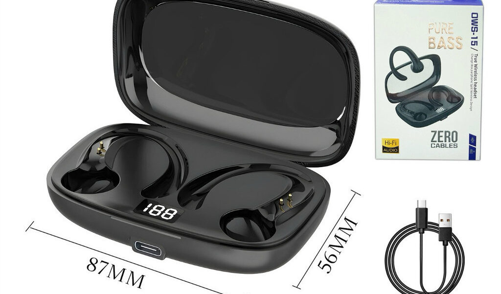 OWS-15 Fones De Ouvido Sem Fio Bluetooth Fone Com Microfones Alta Fidelidade Som Estéreo Toque Inteligente Esportes