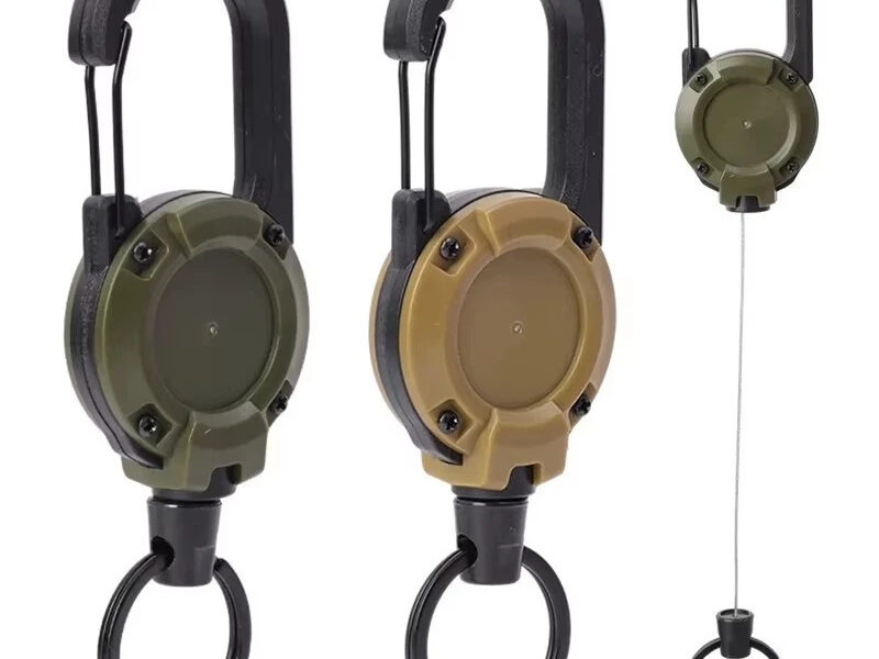 Chaveiro Mosquetão Tático Extensível Retrátil Anti-Perda De 60 Cm
