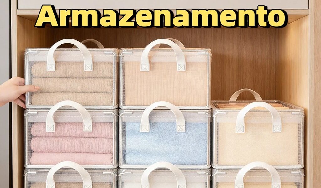 KIT 2/4/6 Cesto Organizador de Guarda Roupas Reforçado Caixa para Armazenar Multiuso Rígido