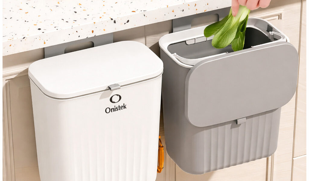 Lixeira de Cozinha Suspensa 9 Litros Com Tampa e Alça De Pendurar ON-SM028