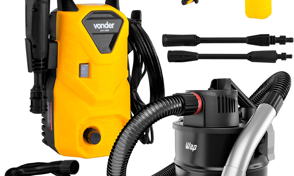 Kit Aspirador de Cinza WAP GTW ASH 1400W com Lavadora de Alta Pressão Vonder LAV1300 1200W