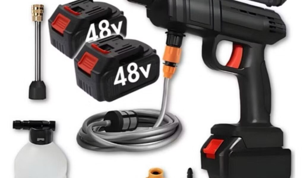 Lavadora de alta pressão profissional portátil sem fio de dupla voltagem, 110 V e 220 V, com um par de baterias de 48 V