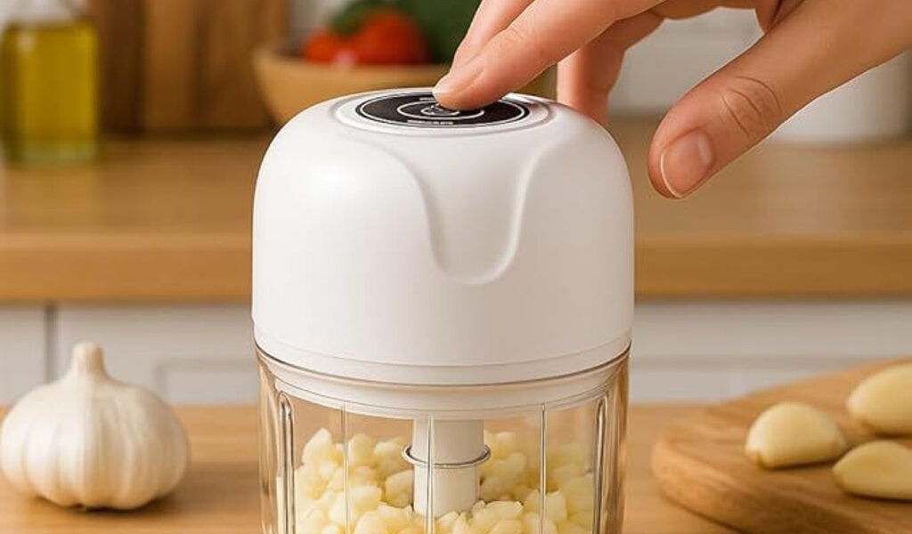 Mini Processador Elétrico de Alimentos Portátil com 3 lâminas de aço inox USB 250 ml Bivolt