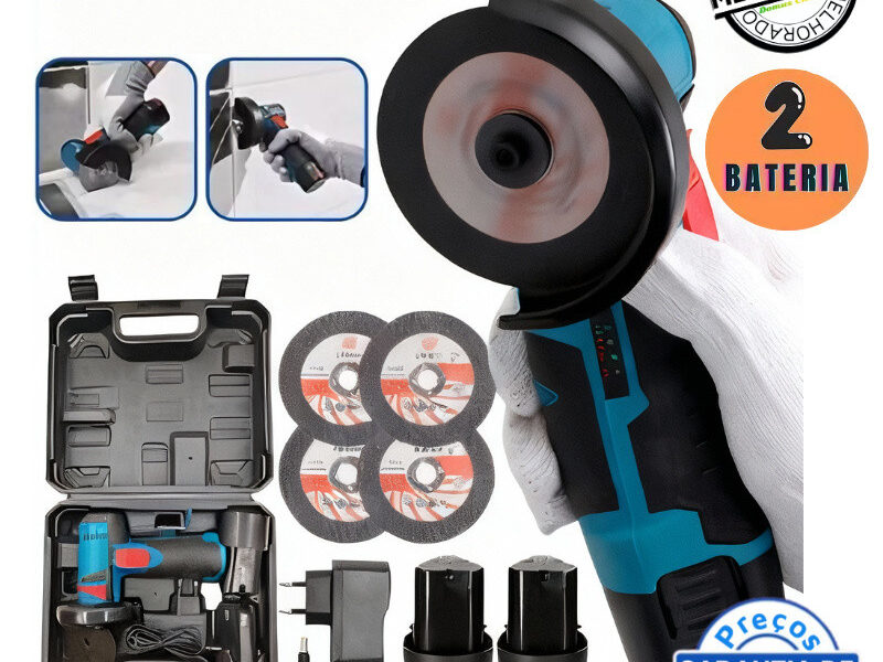 Esmerilhadeira Lixadeira Elétrica Recarregável Sem Fio Bivolt 110v/220v 2 Baterias 12V e Com Maleta