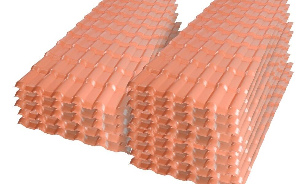 Kit com 15 Telhas PVC Plan Afort Terracota 2,42x0,88m 6 Ondas